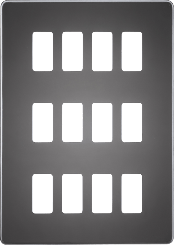 Knightsbridge MLA GDSF012BN Screwless 12G grid faceplate - black nickel - Knightsbridge MLA - Falcon Electrical UK
