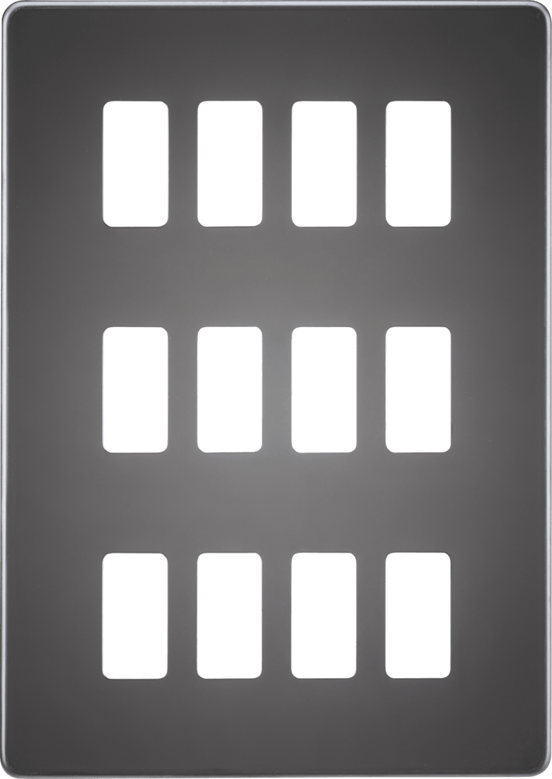 Knightsbridge MLA GDSF012BN Screwless 12G grid faceplate - black nickel - Knightsbridge MLA - Falcon Electrical UK