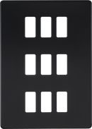 Knightsbridge MLA GDSF009MB Screwless 9G grid faceplate - matt black - Knightsbridge MLA - Falcon Electrical UK