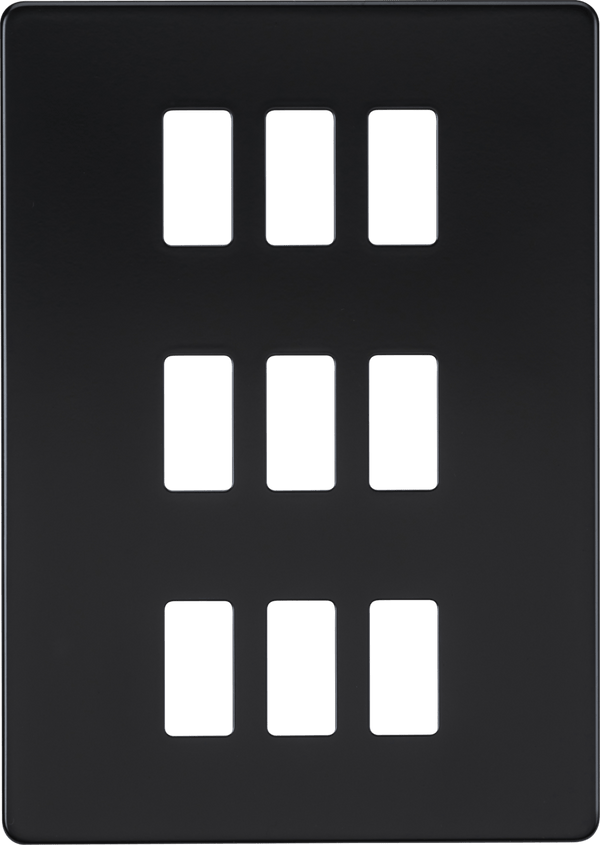 Knightsbridge MLA GDSF009MB Screwless 9G grid faceplate - matt black - Knightsbridge MLA - Falcon Electrical UK