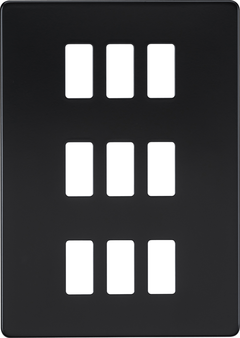 Knightsbridge MLA GDSF009MB Screwless 9G grid faceplate - matt black - Knightsbridge MLA - Falcon Electrical UK