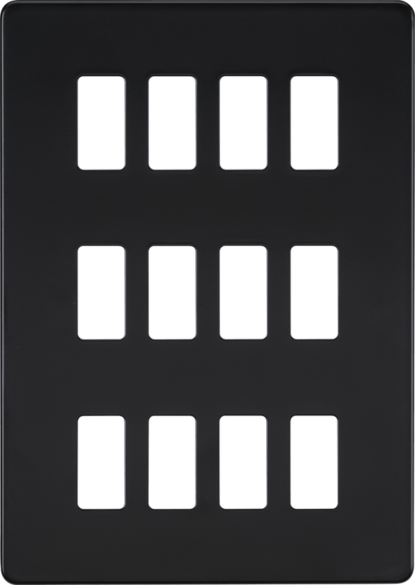 Knightsbridge MLA GDSF012MB Screwless 12G grid faceplate - matt black - Knightsbridge MLA - Falcon Electrical UK