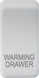 Knightsbridge MLA GDWARMMW Switch cover "marked WARMING DRAWER" - matt white - Knightsbridge MLA - Falcon Electrical UK
