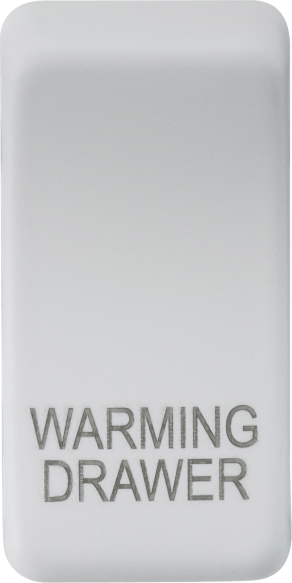 Knightsbridge MLA GDWARMMW Switch cover "marked WARMING DRAWER" - matt white - Knightsbridge MLA - Falcon Electrical UK