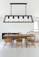 Searchlight 4614-5BK Voyager 5Lt Bar Pendant - Black Metal & Glass - Searchlight - Falcon Electrical UK