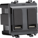Knightsbridge MLA GDM016SB Dual USB charger module (2 x grid positions) 5V 2.4A (shared) - smoked bronze - Knightsbridge MLA - Falcon Electrical UK