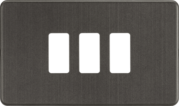 Knightsbridge MLA GDSF003SB Screwless 3G grid faceplate - smoked bronze - Knightsbridge MLA - Falcon Electrical UK