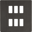 Knightsbridge MLA GDSF006SB Screwless 6G grid faceplate - smoked bronze - Knightsbridge MLA - Falcon Electrical UK