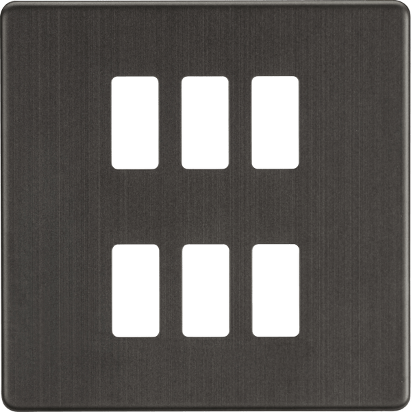 Knightsbridge MLA GDSF006SB Screwless 6G grid faceplate - smoked bronze - Knightsbridge MLA - Falcon Electrical UK