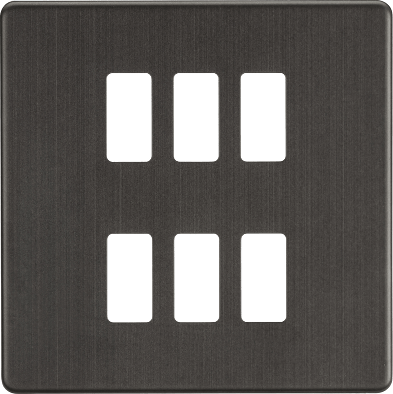 Knightsbridge MLA GDSF006SB Screwless 6G grid faceplate - smoked bronze - Knightsbridge MLA - Falcon Electrical UK