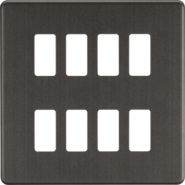 Knightsbridge MLA GDSF008SB Screwless 8G grid faceplate - smoked bronze - Knightsbridge MLA - Falcon Electrical UK