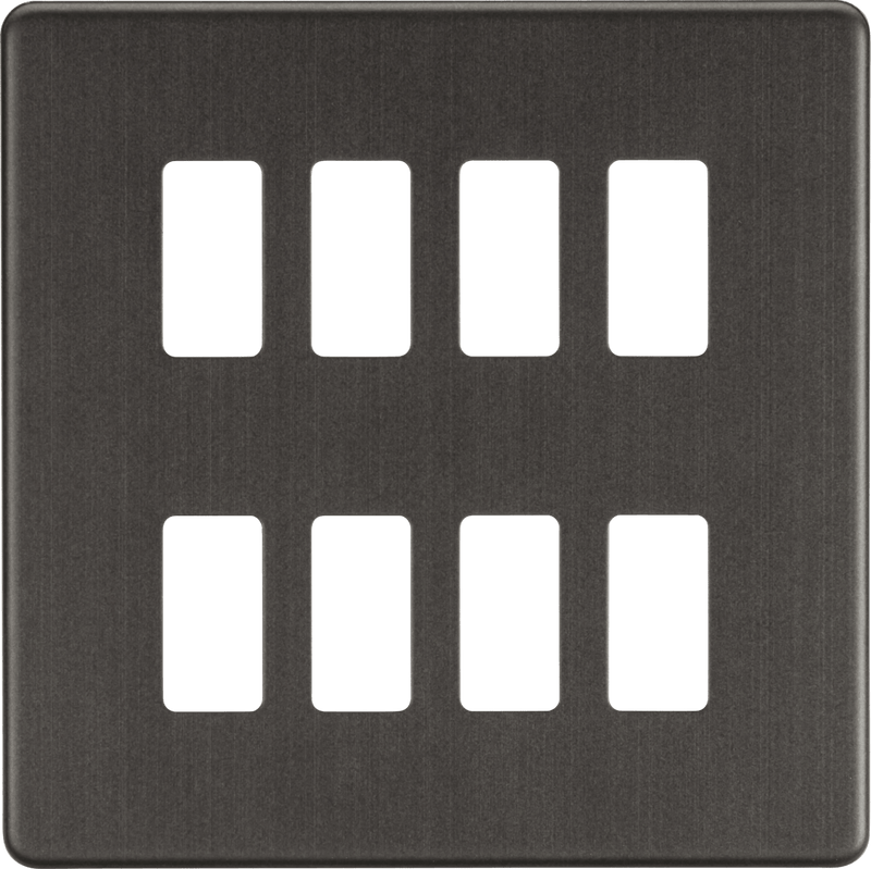 Knightsbridge MLA GDSF008SB Screwless 8G grid faceplate - smoked bronze - Knightsbridge MLA - Falcon Electrical UK