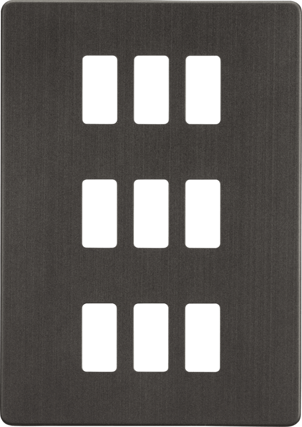 Knightsbridge MLA GDSF009SB Screwless 9G grid faceplate - smoked bronze - Knightsbridge MLA - Falcon Electrical UK