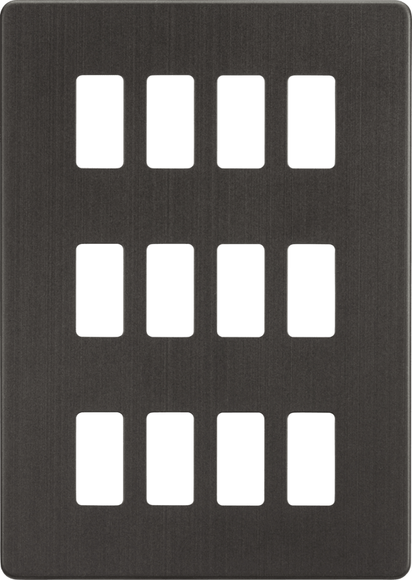 Knightsbridge MLA GDSF012SB Screwless 12G grid faceplate - smoked bronze - Knightsbridge MLA - Falcon Electrical UK