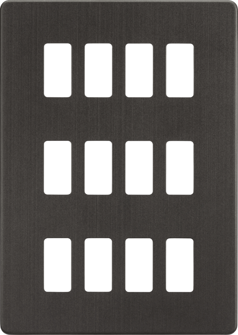 Knightsbridge MLA GDSF012SB Screwless 12G grid faceplate - smoked bronze - Knightsbridge MLA - Falcon Electrical UK
