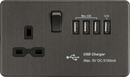 Knightsbridge MLA SFR7USB4SB Screwless 13A switched socket with Quad USB charger (5.1A) - Smoked Bronze - Knightsbridge MLA - Falcon Electrical UK