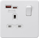 Knightsbridge MLA SFR9919MW 13A 1G Switched Socket with dual USB [FASTCHARGE] A+C - Matt White - Knightsbridge MLA - Falcon Electrical UK