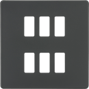Knightsbridge MLA GDSF006AT Screwless 6G grid faceplate - anthracite - Knightsbridge MLA - Falcon Electrical UK