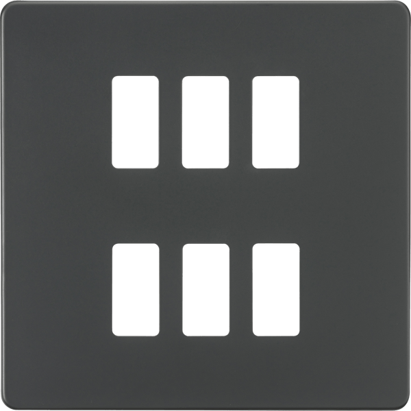 Knightsbridge MLA GDSF006AT Screwless 6G grid faceplate - anthracite - Knightsbridge MLA - Falcon Electrical UK