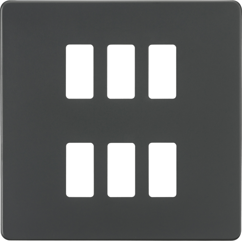 Knightsbridge MLA GDSF006AT Screwless 6G grid faceplate - anthracite - Knightsbridge MLA - Falcon Electrical UK
