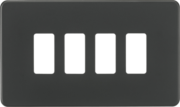 Knightsbridge MLA GDSF004AT Screwless 4G grid faceplate - anthracite - Knightsbridge MLA - Falcon Electrical UK