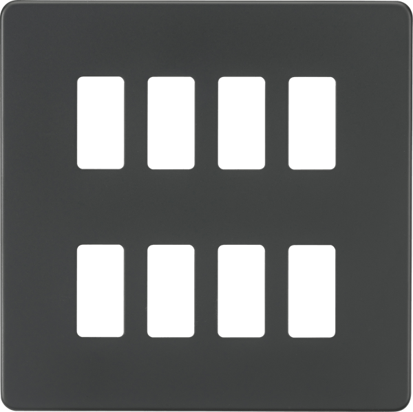 Knightsbridge MLA GDSF008AT Screwless 8G grid faceplate - anthracite - Knightsbridge MLA - Falcon Electrical UK