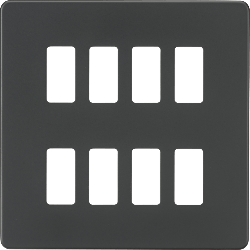 Knightsbridge MLA GDSF008AT Screwless 8G grid faceplate - anthracite - Knightsbridge MLA - Falcon Electrical UK