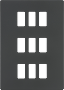 Knightsbridge MLA GDSF009AT Screwless 9G grid faceplate - anthracite - Knightsbridge MLA - Falcon Electrical UK