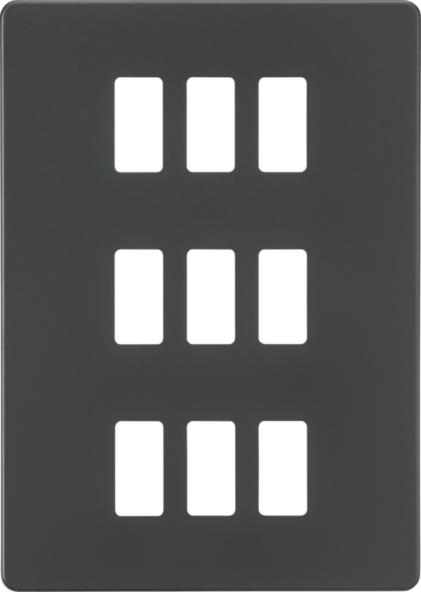 Knightsbridge MLA GDSF009AT Screwless 9G grid faceplate - anthracite - Knightsbridge MLA - Falcon Electrical UK