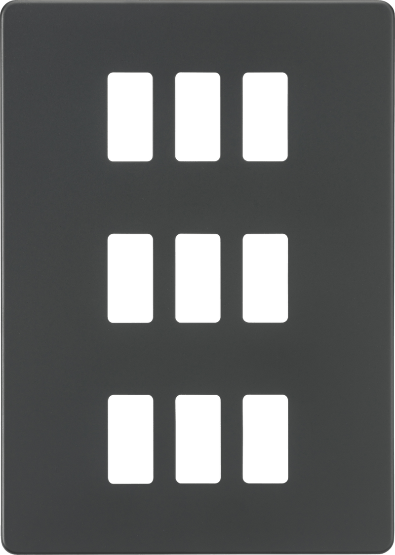 Knightsbridge MLA GDSF009AT Screwless 9G grid faceplate - anthracite - Knightsbridge MLA - Falcon Electrical UK