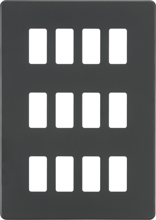 Knightsbridge MLA GDSF012AT Screwless 12G grid faceplate - anthracite - Knightsbridge MLA - Falcon Electrical UK