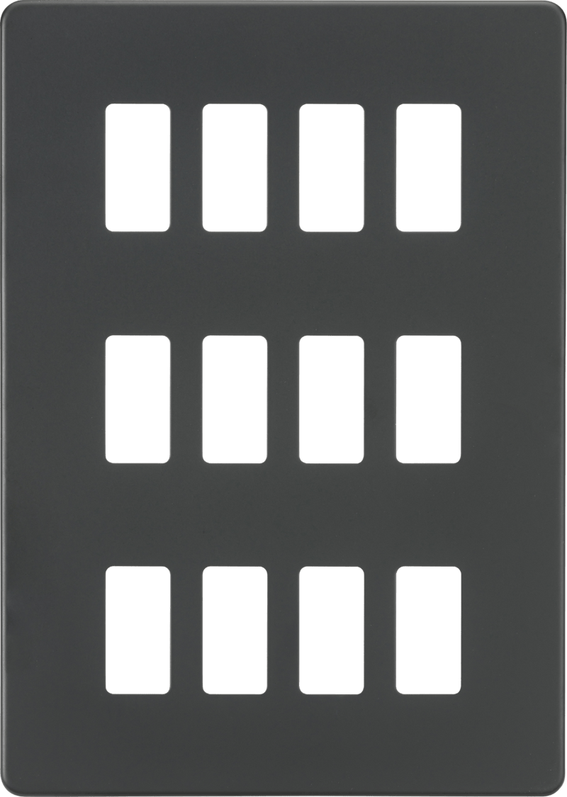 Knightsbridge MLA GDSF012AT Screwless 12G grid faceplate - anthracite - Knightsbridge MLA - Falcon Electrical UK