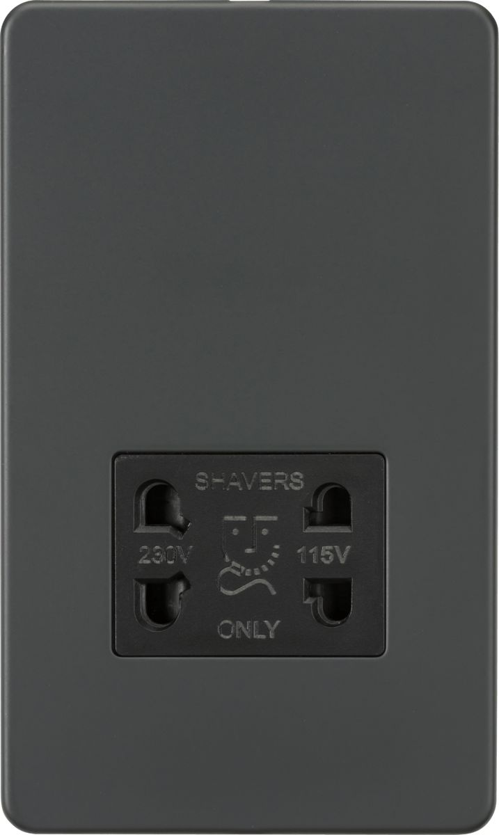 Knightsbridge MLA SF8900AT Screwless 115V/230V Dual Voltage Shaver Socket - Anthracite - Knightsbridge MLA - Falcon Electrical UK