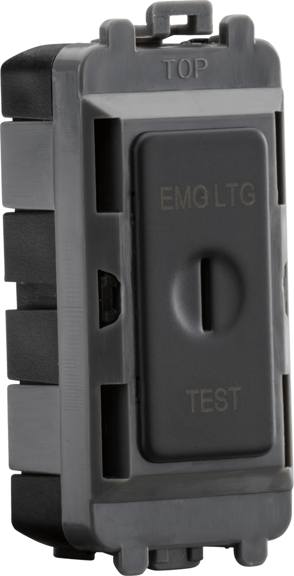 Knightsbridge MLA GDM007AT 20AX 2 way SP key module (marked EMG LTG TEST) - anthracite - Knightsbridge MLA - Falcon Electrical UK