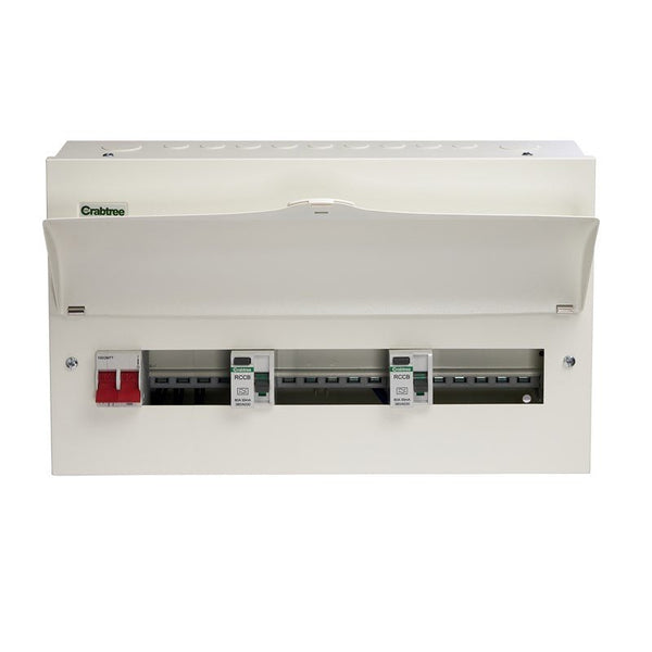 Crabtree 514-248585B 14 Way High Integrity Consumer Unit 100A Main Switch +4, 80A 30mA RCD +5, 80A 30mA RCD +5 - Crabtree - Falcon Electrical UK