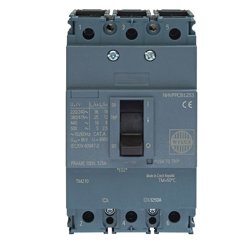 Wylex NHVFPCB1253 125A 25kA 3P NHV MCCB FTFM c-w Box Terminals - Wylex - Falcon Electrical UK