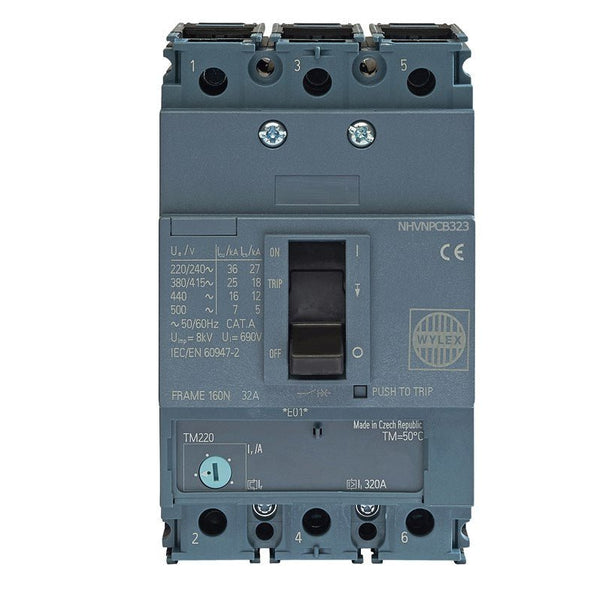 Wylex NHVNPCB323 32A 25kA 3P NHV MCCB ATFM c-w Box Terminals - Wylex - Falcon Electrical UK