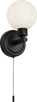 Knightsbridge MLA BA01S1MB 230V IP44 G9 Single Wall light with Round Frosted Glass - Matt Black - Knightsbridge MLA - Falcon Electrical UK