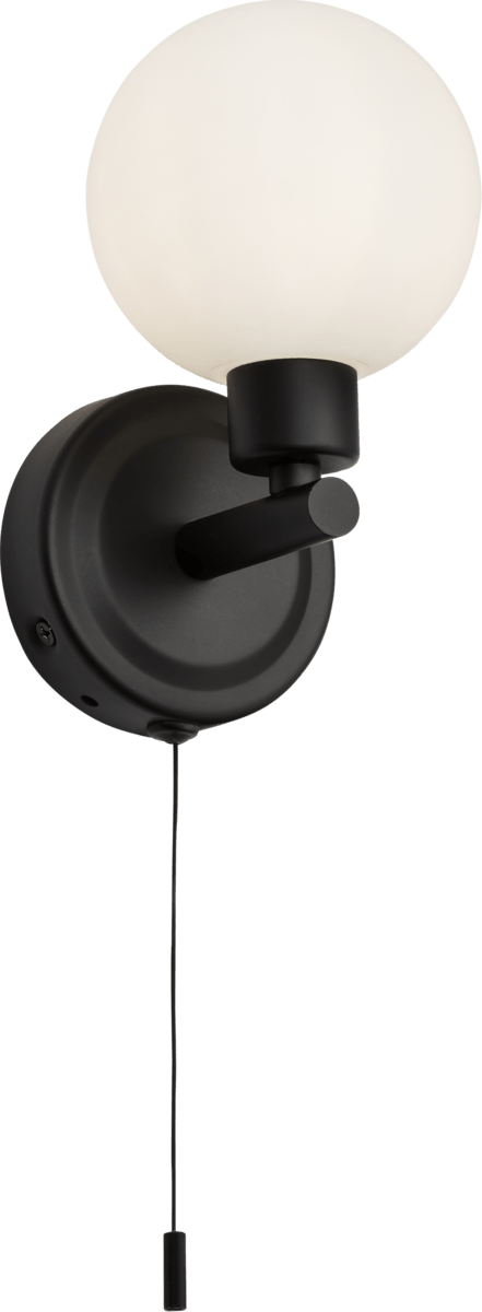 Knightsbridge MLA BA01S1MB 230V IP44 G9 Single Wall light with Round Frosted Glass - Matt Black - Knightsbridge MLA - Falcon Electrical UK