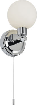 Knightsbridge MLA BA01S1C 230V IP44 G9 Single Wall light with Round Frosted Glass - Chrome - Knightsbridge MLA - Falcon Electrical UK