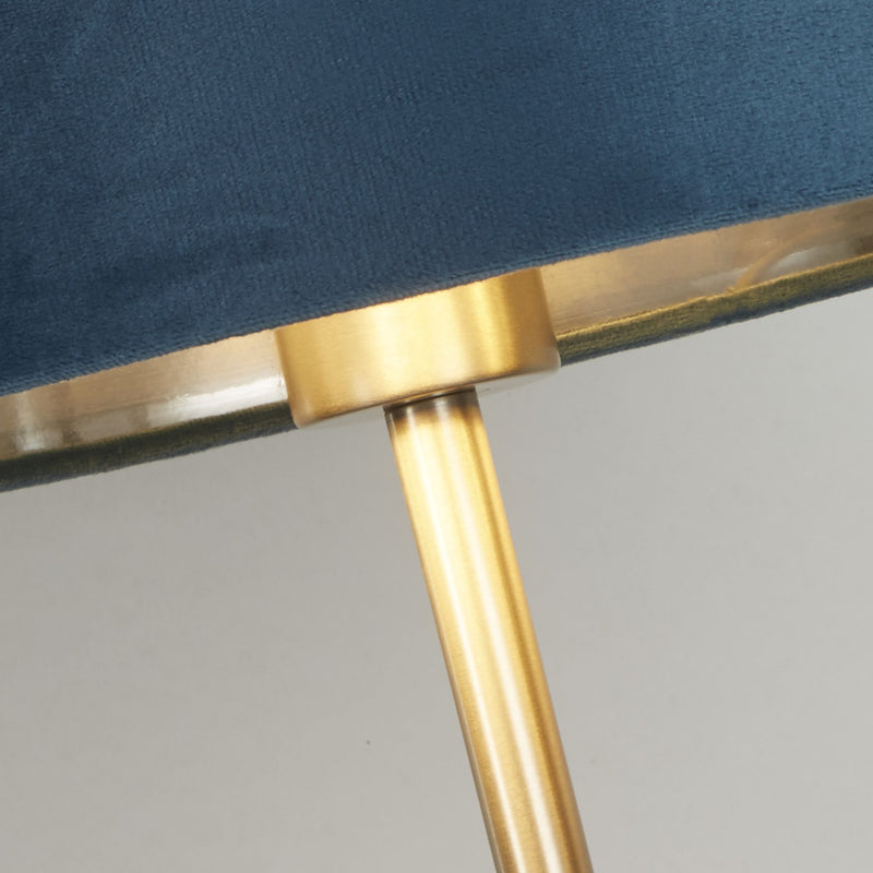 Searchlight 58911TE Finn USB Table Lamp - Satin Nickel Metal & Teal Velvet Shade - Searchlight - Falcon Electrical UK