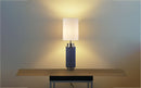 Searchlight 59041BK Flask Table Lamp - Black Nickel, Navy & White Linen - Searchlight - Falcon Electrical UK