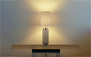 Searchlight 59041SN Flask Table Lamp - Satin Nickel, Grey Hessian & White Linen - Searchlight - Falcon Electrical UK