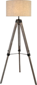 Searchlight 6006BR Easel Floor Lamp - Light Wood & Cream Linen Shade - Searchlight - Falcon Electrical UK