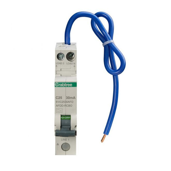 Crabtree 61-C2530AFD 25A 30mA SPswN C Curve 6kA Type A Miniature AFDD RCBO - Crabtree - Falcon Electrical UK