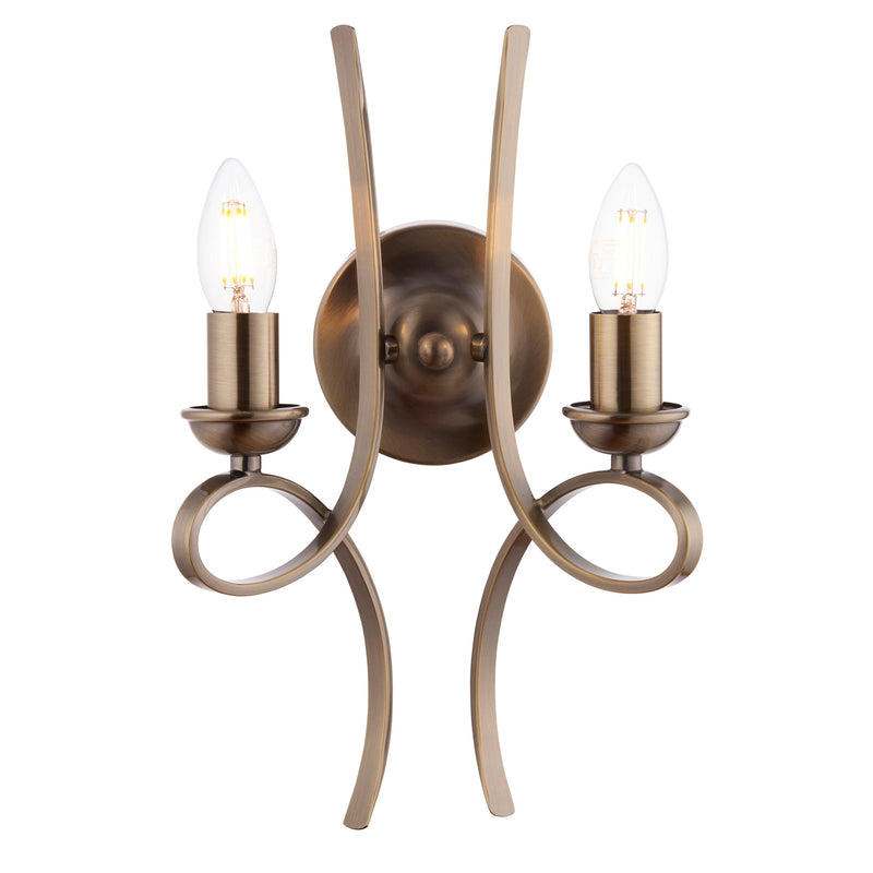 Endon CA7W2BB Penn brushed brass 2lt Wall - Endon - Falcon Electrical UK