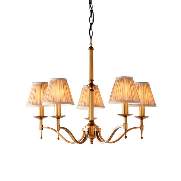 Endon 63627 Stanford antique brass 5lt Pendant - Endon - Falcon Electrical UK