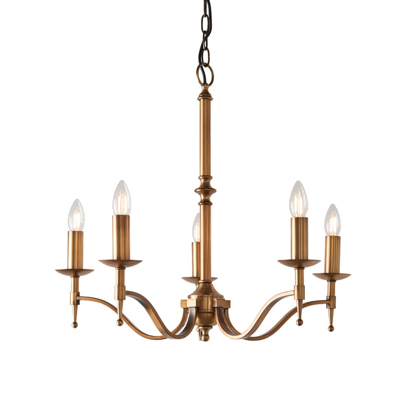 Endon CA1P5B Stanford antique brass 5lt Pendant - Endon - Falcon Electrical UK