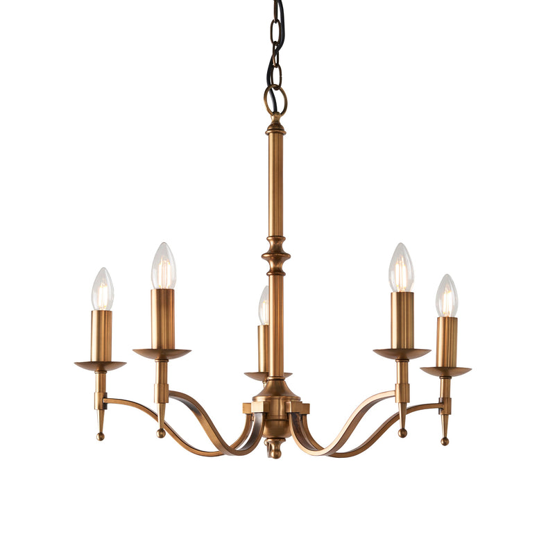 Endon CA1P5B Stanford antique brass 5lt Pendant - Endon - Falcon Electrical UK