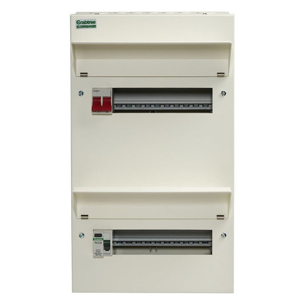 Crabtree 520-283B 20 Way Split Load Duplex Consumer Unit 100A Main Switch +10, 80A 30mA RCD +10 - Crabtree - Falcon Electrical UK